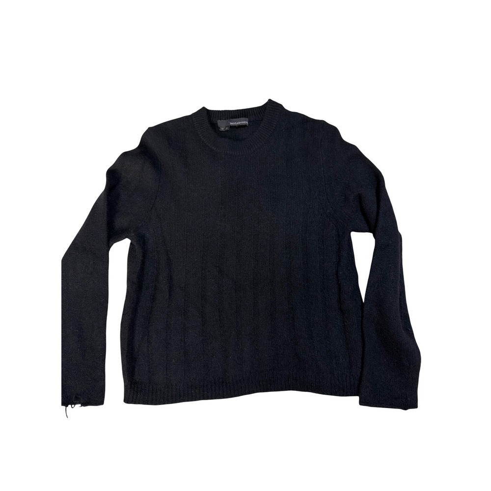 360 Cashmere Women Black Ribbed Crewneck 100% Cashmere Sweater Size Medium